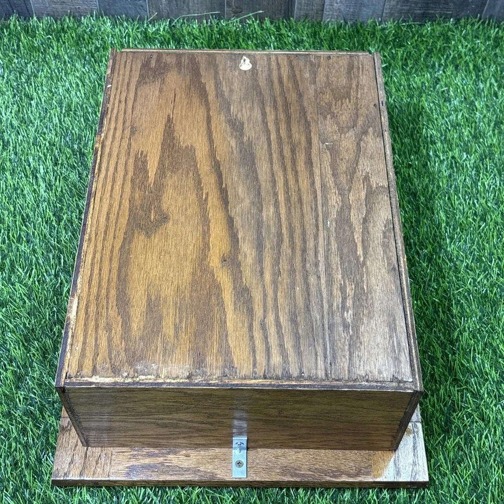 Vintage Oak Wood Shadow Box Display Shelf Wall Cabinet Curio Rustic Deco